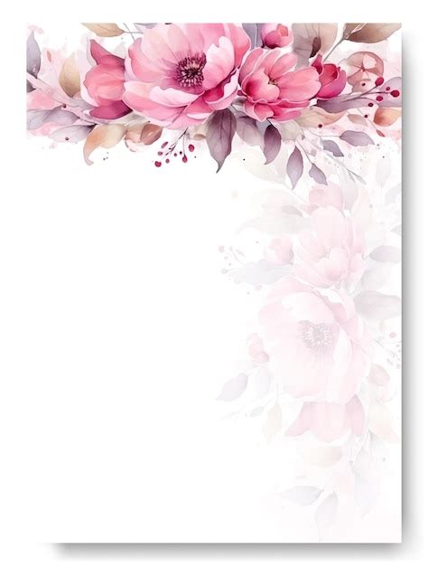 Premium Vector | Border frame with pink peony floral watercolor ...