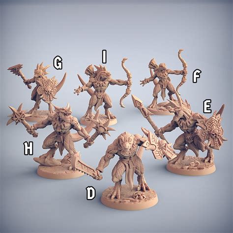 Lizardfolk Tribe Lizard Men Miniatures For Dnd And Tabletop Etsy