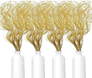 160 PCS Gold Glitter Curly Ting Ting Branches Christmas Branches Vase