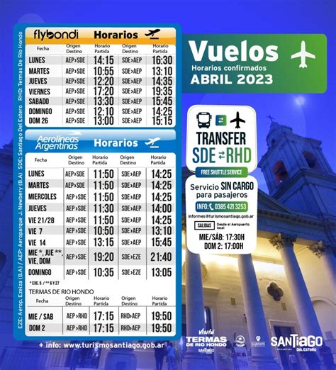 Estos Son Los Horarios De Vuelos Para El Mes De Abril Santiago Del Estero