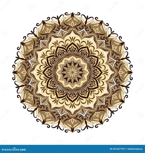 Ornamento Decorativo Redondo Mandala Floral En Tonos Marrones