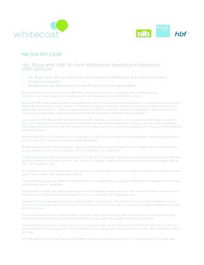 Fillable Online Nib Bupa And Hbf To Form Whitecoat Healthcare