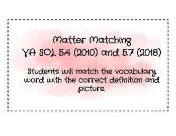 Matter Vocabulary Matching Sort Va Science Sol By Nautical Knowledge