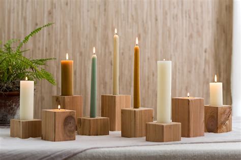 Cedar Candle Holders Taper And Tealight In One Etsy Cedar Candle