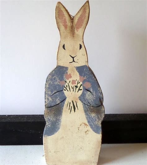 Vintage Easter Bunny Primitive Wooden Hand Painted Etsy Vintage