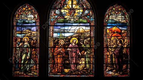 Stained Glass Window At Rosary Church In Westminster Background, Stain ...