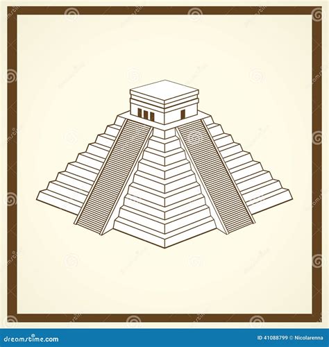 Maya Ziggurat Postcard Cartoon Vector | CartoonDealer.com #41088799