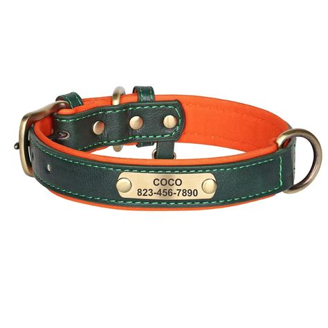 Personalized Dog Collar Leash Custom PU Leather Dog Tag Collars Free ...