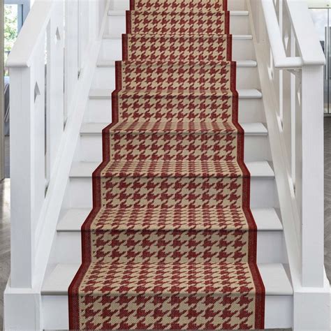 Houndstooth Red Stair Runners Runrug