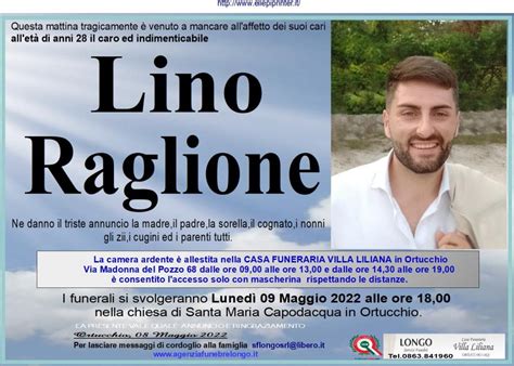 Domani Pomeriggio L Ultimo Saluto A Lino Raglione Lutto Cittadino A