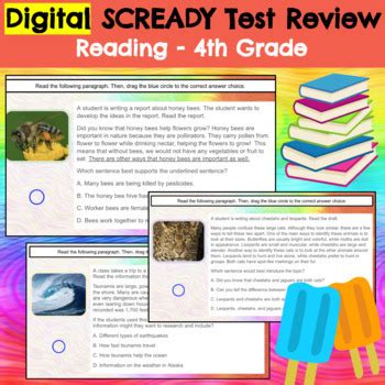 End Of Year State Test 4th Grade ELA Pop Reading Review Editable