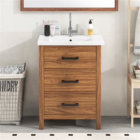 Millwood Pines Meuble Lavabo Autoportant Simple Avec Plateau En