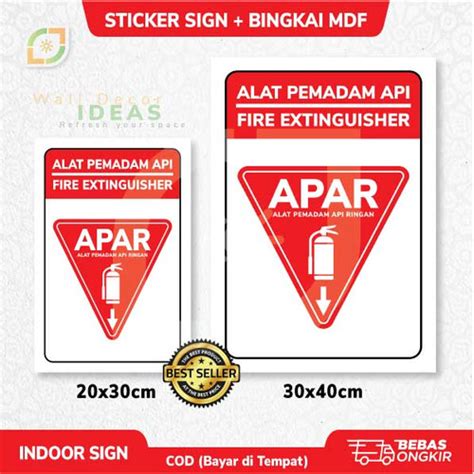 Jual SIGN LABEL STICKER APAR K3 A4/A3 Rambu Safety/Papan Tanda MDF INDOOR - APAR A4 9mm - Kota ...