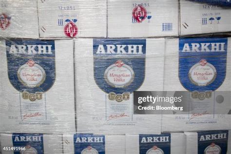 A pallet of Arkhi vodka cases sits inside the warehouse of the APU ...