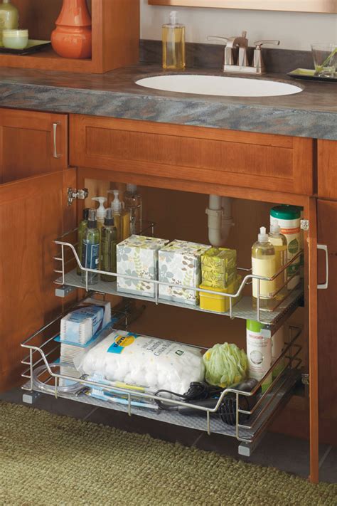 Vanity U Shaped Pullout Cabinet Organization Kemper Cabinets