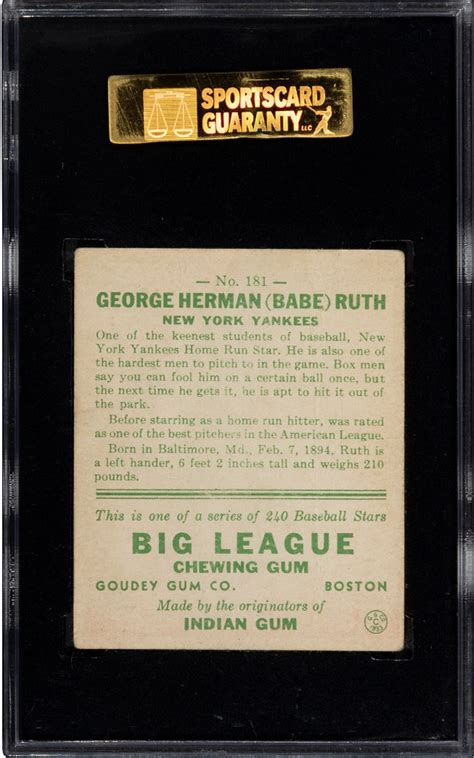 1933 Goudey Babe Ruth 181 SGC 3 Michael Padilla Flickr