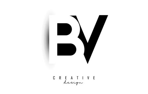 Logotipo de letras bv con diseño de espacio negativo en blanco y negro