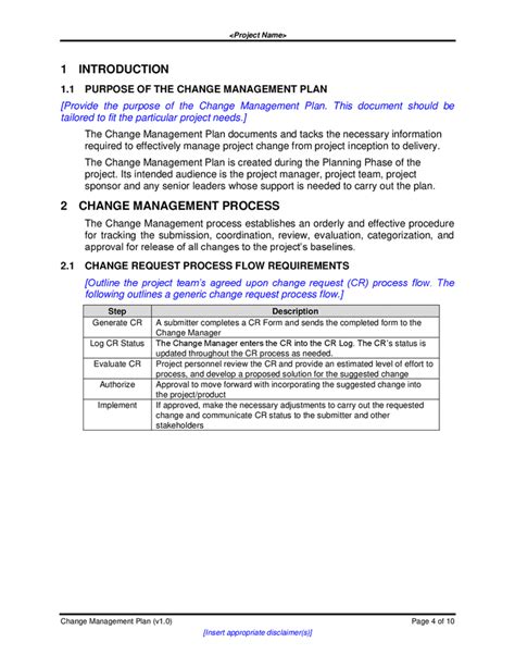 Change management plan template in Word and Pdf formats - page 5 of 10