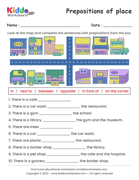 Prepositions Of Place Worksheets