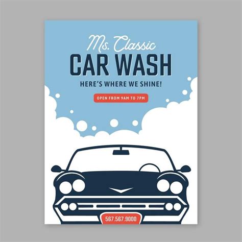 Retro Car Wash Poster Vector Template Car Wash Posters Car Wash