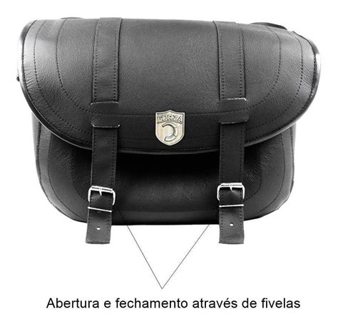 Bolsa Alforge Lateral De Moto Custom 24 L Couro Tondin Forza