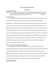 Psy211 Literature Worksheet Article One Docx PSY 211 Literature