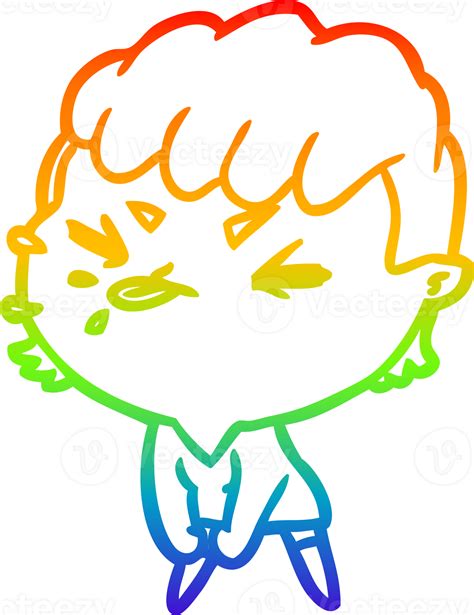 Rainbow Gradient Line Drawing Of A Cute Cartoon Rude Girl 44943663 Png