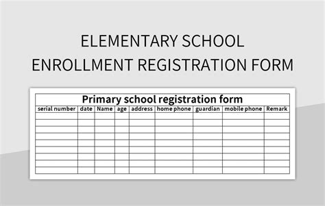 Elementary School Enrollment Registration Form Excel Template And