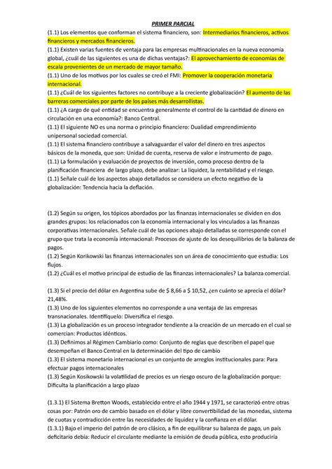 Preguntero Primer Parcial PRIMER PARCIAL 1 Los Elementos Que