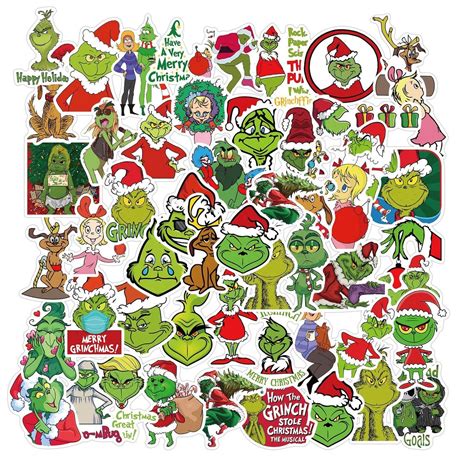 Pack Of 25 Vinyl The Grinch Stickers Die Cut Decal Set Etsy