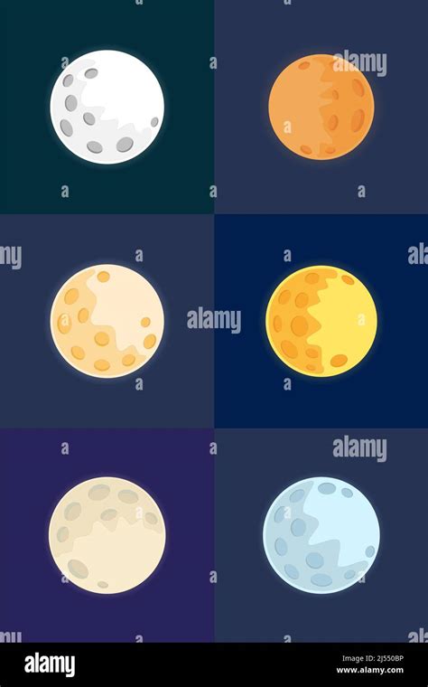 A set of images of the moon in different colors. Illustration Stock ...