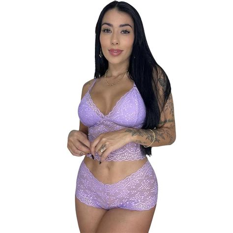 Conjunto Lingerie Renda Sem Bojo Calcinha Calesson Lilás Netshoes