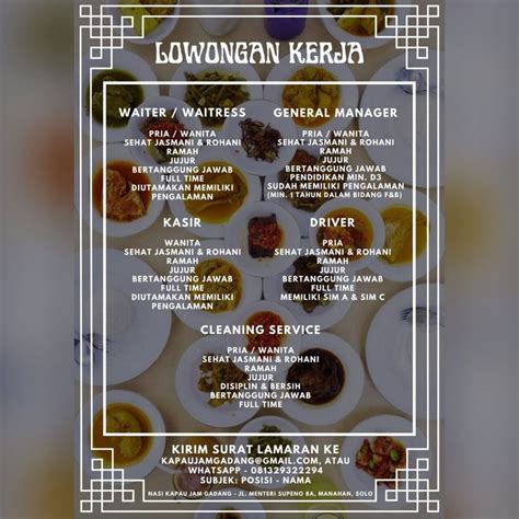 Lowongan Kerja Nasi Kapau Jam Gadang Di Solo INFO LOKER SOLO