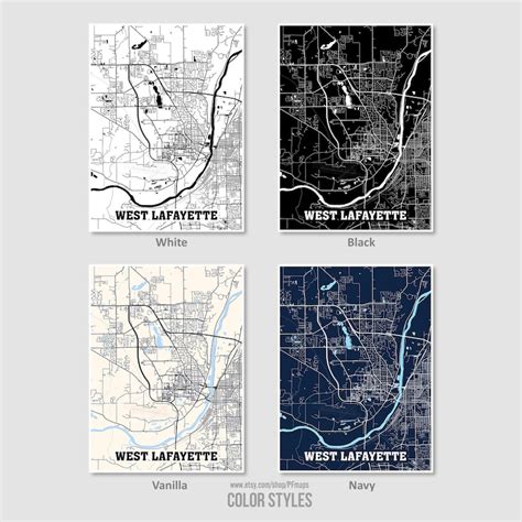 West Lafayette Map Print West Lafayette City Map Indiana In Etsy