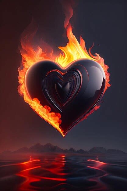 Premium Photo | Burning Love Heart on fire Flames glowing with smoke ...