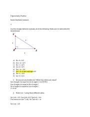 Trigonometry Practice 1 Docx Trigonometry Practice Name Stephanie