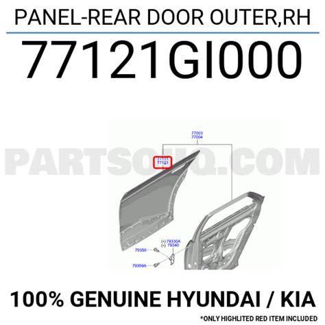 PANEL REAR DOOR OUTER RH 77121GI000 Hyundai KIA Parts PartSouq