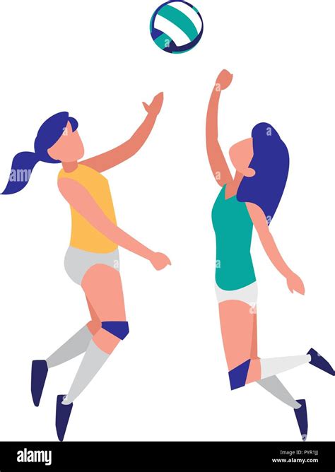 Las Niñas Jugando Voleibol Ilustración Vectorial Diseño Imagen Vector