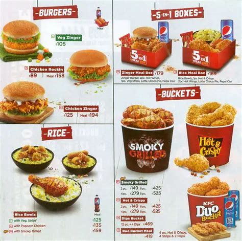 Printable KFC Menu With Prices