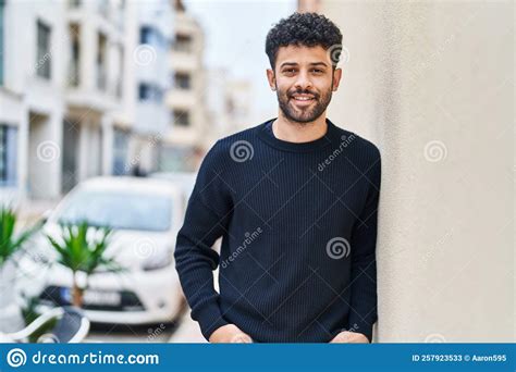 Young Arab Man Smiling Confident Standing At Street Stock Image Image