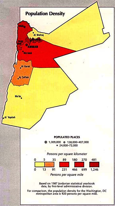 Jordan Population Density Map - Jordan • mappery