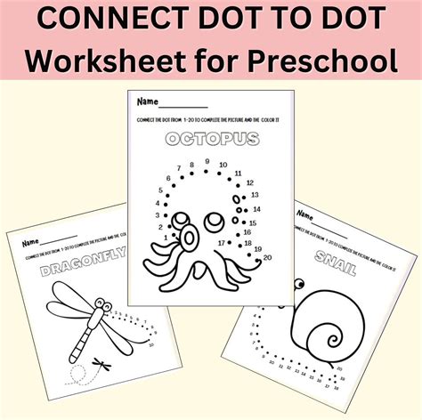 Connect Dot To Dot Worksheet For Preschoolprintable Etsy