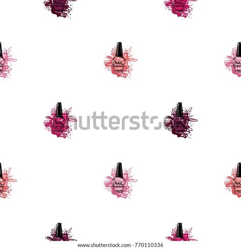 Manicure Vector Seamless Pattern Nude Purple Stock Vector Royalty Free
