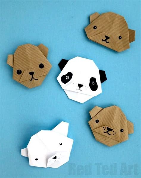 Easy Origami Bear - Panda Bear - Polar Bear - Brown Bear - Red Ted Art ...