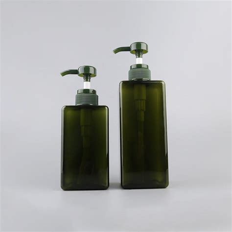 Green Square Empty PP Plastic Lotion Pump Bottle 250ml 450ml 350ml