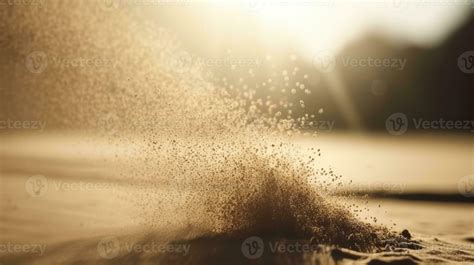 Dust particles sprayed by the wind. Sand on the ground or dust on the ...