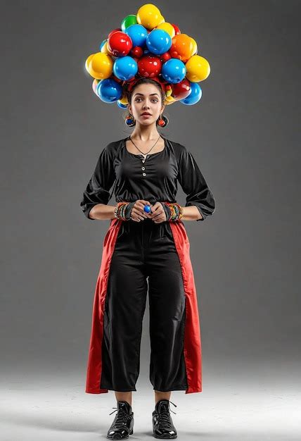 Premium Photo A Woman With Balloons On Her Head