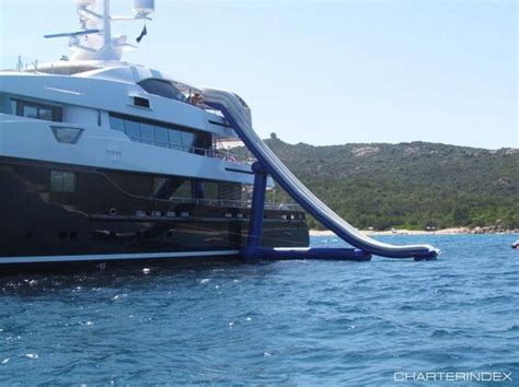 A Large Boat With A Slide In The Water