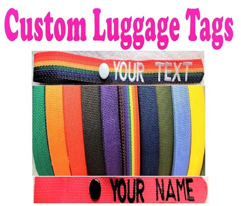 1 Custom Embroidered Luggage Gear Bag Tags 10 Colors To Choose Etsy