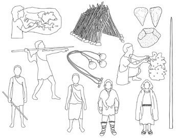 Early Humans Clip Art: Paleolithic / Early Stone Age People and Artifacts